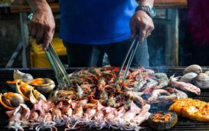 Enjoy seafoods on cruise